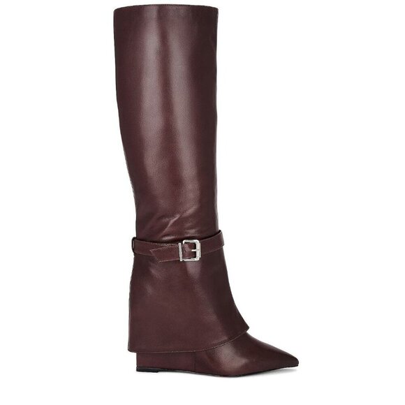 Schutz Jorian Up Boots in Dark Chocolate 5 with Box Womens leather Knee High - Picture 1 of 14